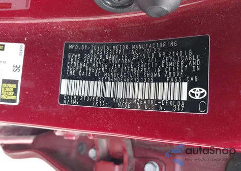 2024 Toyota Corolla Le z USA, uszkodzony, nr VIN 5YFB4MDE4RP121319